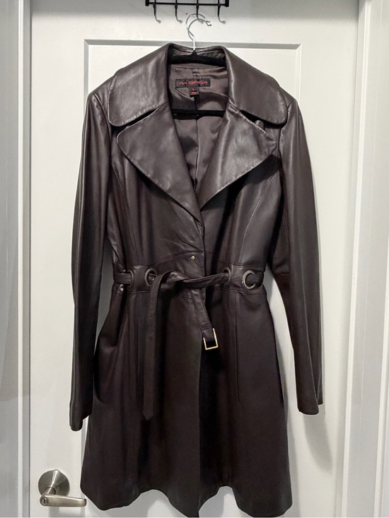 Via Spiga Jackets & Blazers - Via Spiga Genuine Lambskin Leather Trench Coat Brown Belted Y2K (L)